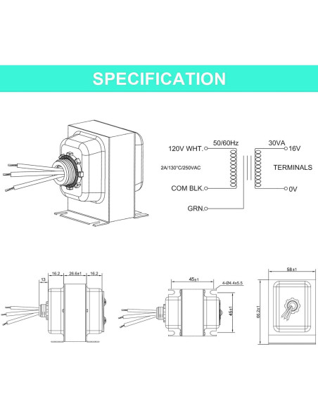 Transformador de Timbre 16V 30VA Shenzheny - Compatible con Ring y Nest Transformador de Timbre 16V 30VA Shenzheny - Compatible con Ring y Nest