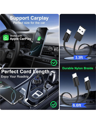 Cargador de Coche USB-C Avatcen 65W 4 Puertos Rápido