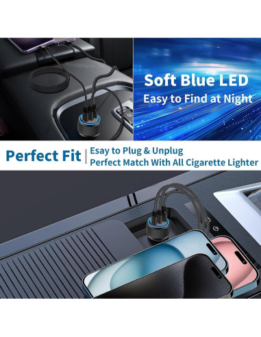 Cargador de Coche USB C BAOYUANDA 67W 3 Puertos Rápido