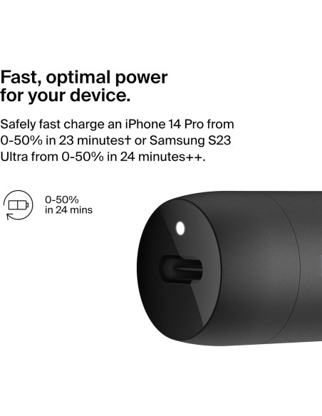 Cargador Rápido para Auto Belkin BoostCharge 30W USB-C Negro Cargador Rápido para Auto Belkin BoostCharge 30W USB-C Negro