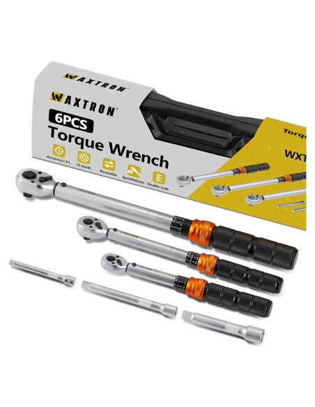 Juego de Llaves de Torque WAXTRON 3 Piezas 1/4 3/8 1/2" 230 Nm Juego de Llaves de Torque WAXTRON 3 Piezas 1/4 3/8 1/2" 230 Nm