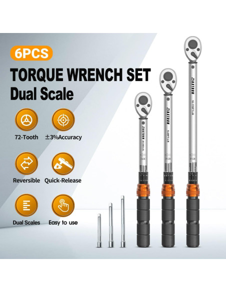 Juego de Llaves de Torque WAXTRON 3 Piezas 1/4 3/8 1/2" 230 Nm Juego de Llaves de Torque WAXTRON 3 Piezas 1/4 3/8 1/2" 230 Nm