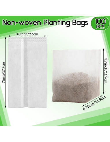 Bolsas de Crecimiento MAQIHAN 100 PCS 12x12 cm Jardín