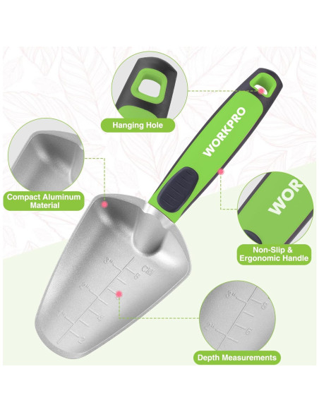 Juego de Herramientas de Jardín WORKPRO 5 Piezas Aluminio Verde Juego de Herramientas de Jardín WORKPRO 5 Piezas Aluminio Verde