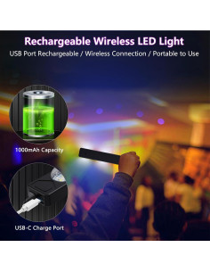 Luces LED de Coche Inalámbricas LECART 4 Pcs RGB Recargables 2