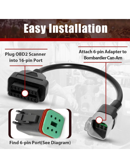 Adaptador OBD2 6pin a 16pin StreytoTek para Bombardier Adaptador OBD2 6pin a 16pin StreytoTek para Bombardier