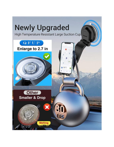 Soporte Cargador Inalámbrico Auto QFUP A3 15W con Ventosa