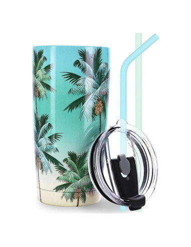 Vaso Aislado NymphFable 532ml con Tapa y Popote de Acero Inoxidable