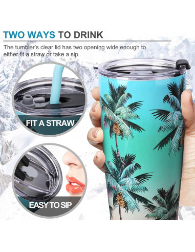 Vaso Aislado NymphFable 532ml con Tapa y Popote de Acero Inoxidable
