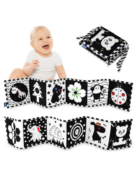 Libro de Tela para Bebés Vicloon en Blanco y Negro 0-6 Meses Libro de Tela para Bebés Vicloon en Blanco y Negro 0-6 Meses