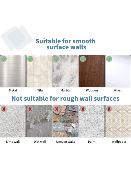 Soportes de Varilla de Ducha Adhesivos UAREP 4 Piezas 9.1 kg Soportes de Varilla de Ducha Adhesivos UAREP 4 Piezas 9.1 kg