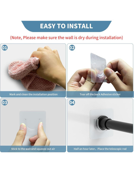 Soportes de Varilla de Ducha Adhesivos UAREP 4 Piezas 9.1 kg Soportes de Varilla de Ducha Adhesivos UAREP 4 Piezas 9.1 kg