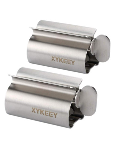 XYKEEY Juego de 2 Rodillos Exprimidores de Pasta de Dientes Acero Inoxidable