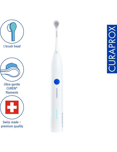 Cepillo de dientes sónico Curaprox Hydrosonic Easy - 3 modos, 2 cabezales Cepillo de dientes sónico Curaprox Hydrosonic Easy - 3 modos, 2 cabezales