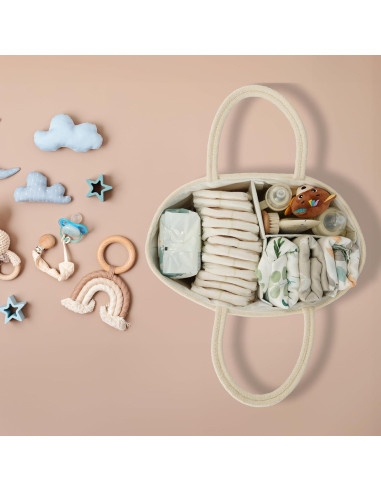 Organizador de Pañales Grande Beige JUNBOLE Caddy Portátil