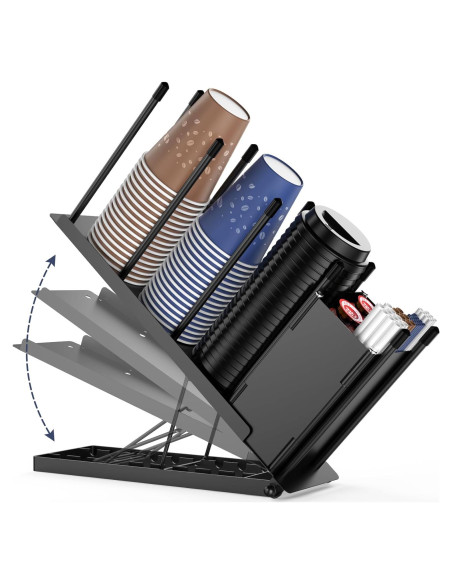 Organizador Ajustable para Tazas XWF - Soporte Metal Negro Organizador Ajustable para Tazas XWF - Soporte Metal Negro