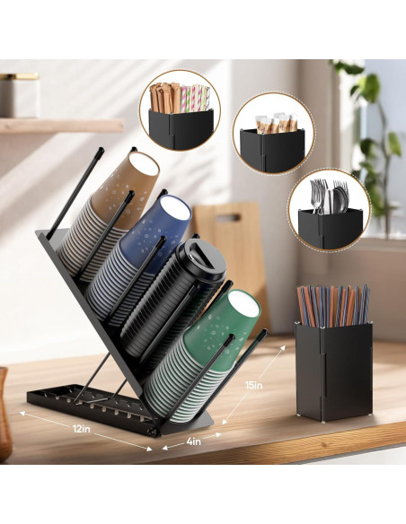 Organizador Ajustable para Tazas XWF - Soporte Metal Negro Organizador Ajustable para Tazas XWF - Soporte Metal Negro