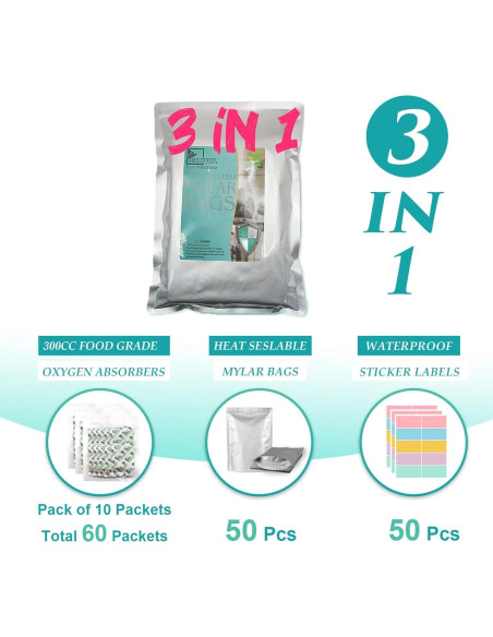 Bolsas Mylar SHXWELL 50pcs 20x30.5cm Reutilizables con Cierre Bolsas Mylar SHXWELL 50pcs 20x30.5cm Reutilizables con Cierre