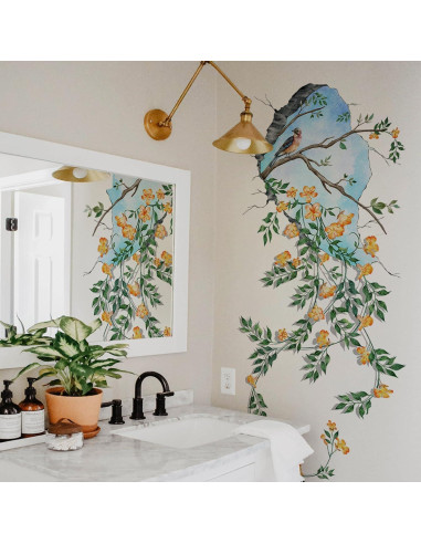 Calcomanías de Pared 3D Florales SWORNA - 2 Piezas XL