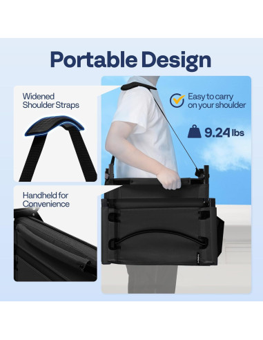 Silla de Estadio VIVOHOME Ajustable con Respaldo y Cojín Negro