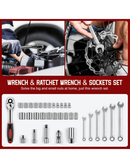 Kit de Herramientas Sundpey 379 Piezas para Hogar y Auto Rojo Kit de Herramientas Sundpey 379 Piezas para Hogar y Auto Rojo