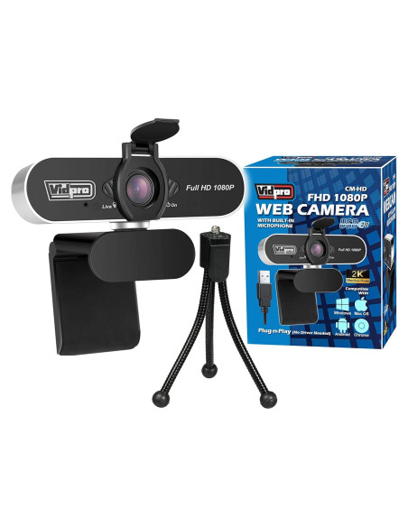 Webcam Vidpro CM-HD 1080P Full HD con Micrófono y Trípode Webcam Vidpro CM-HD 1080P Full HD con Micrófono y Trípode