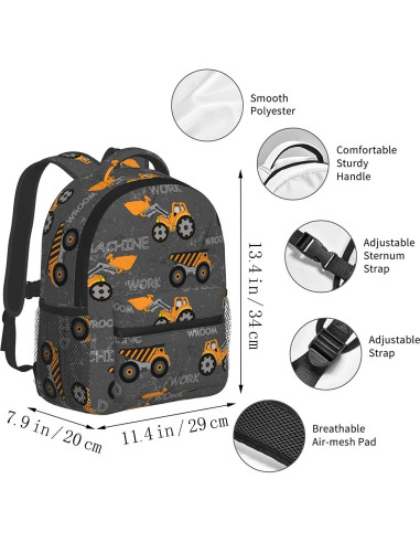 Mochila Infantil Impermeable Camión 34x29x20cm para Niños