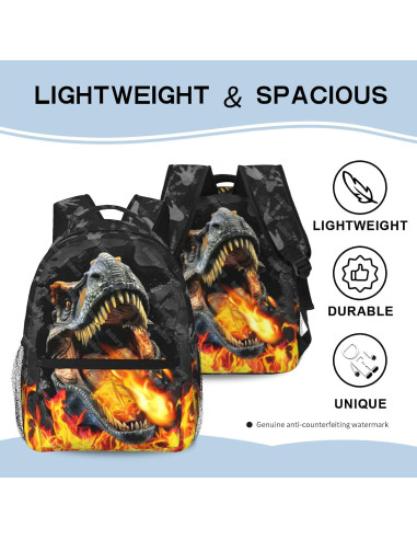 Mochila Escolar de Dinosaurio BolAurp 29x20x40cm Impermeable