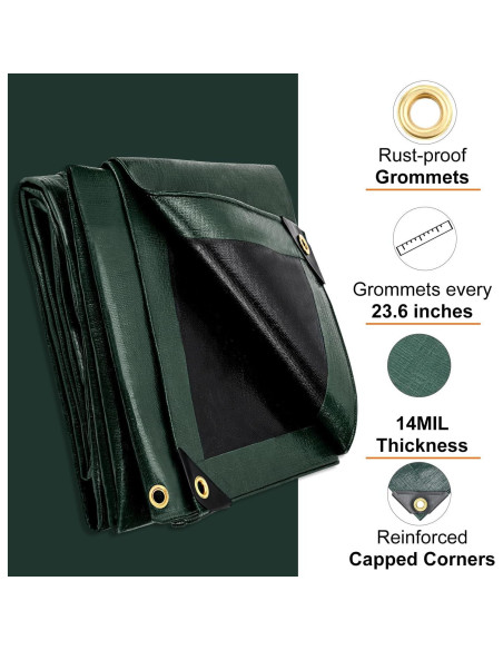 Lona Impermeable Patiobay 14 Mil 3.05x6.1 Metros Verde Lona Impermeable Patiobay 14 Mil 3.05x6.1 Metros Verde