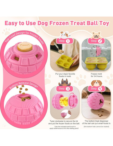 Bola de Golosinas Congeladas YEENER para Perros - Rosa