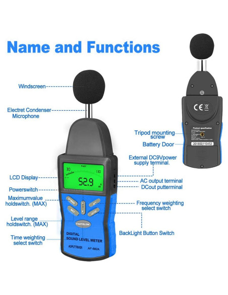 Medidor de Decibelios Digital AOPUTTRIVER AP-882A 30-130dB Medidor de Decibelios Digital AOPUTTRIVER AP-882A 30-130dB