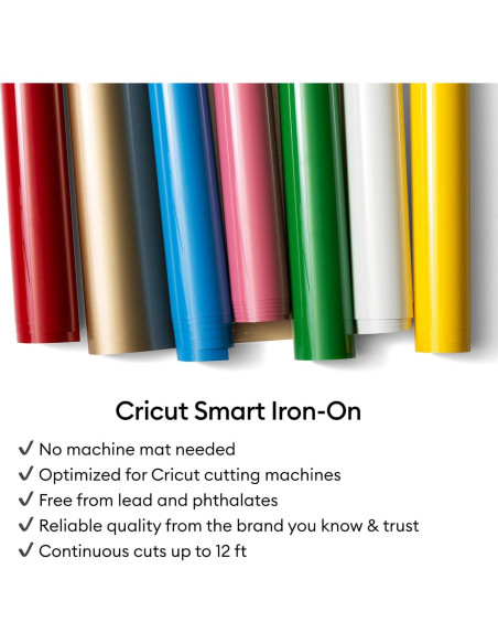 Vinilo de Transferencia de Calor Cricut Smart Iron-On Negro 24.1x1.2m Vinilo de Transferencia de Calor Cricut Smart Iron-On Negro 24.1x1.2m