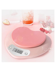 Balanza de Cocina YRY Rosa Corazón 5 kg LCD Tare Precisa