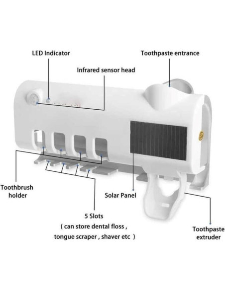 Dispensador Automático de Pasta de Dientes Genérico con Luz UV Dispensador Automático de Pasta de Dientes Genérico con Luz UV