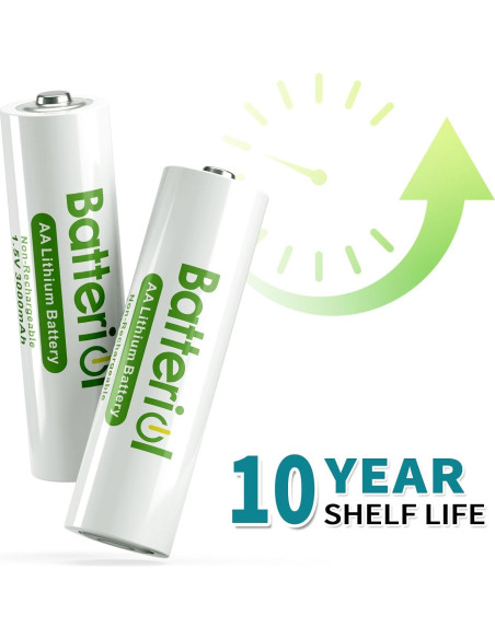 Baterías de Litio AA Batteriol 3000mAh 1.5V Paquete de 4 Baterías de Litio AA Batteriol 3000mAh 1.5V Paquete de 4