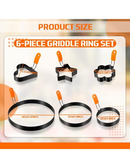 Conjunto de 6 Moldes para Huevos Patelai Acero Inoxidable 10-20 cm Conjunto de 6 Moldes para Huevos Patelai Acero Inoxidable 10-20 cm