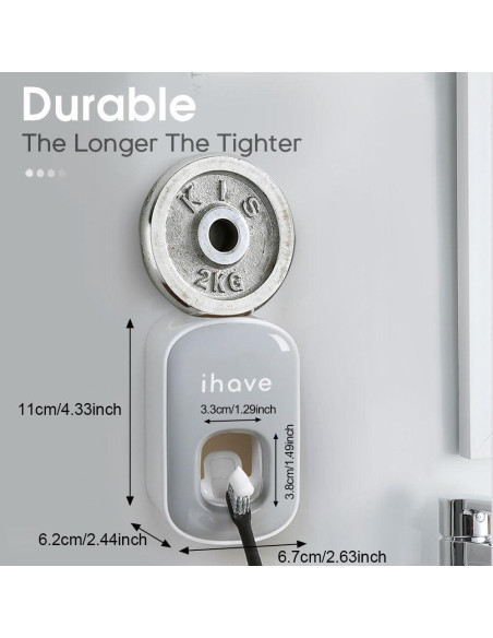 Dispensador de Pasta de Dientes iHave Automático Montaje en Pared Gris Dispensador de Pasta de Dientes iHave Automático Montaje en Pared Gris