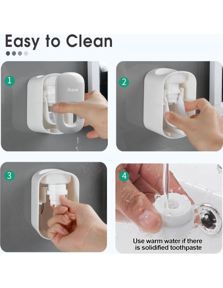 Dispensador de Pasta de Dientes iHave Automático Montaje en Pared Gris Dispensador de Pasta de Dientes iHave Automático Montaje en Pared Gris