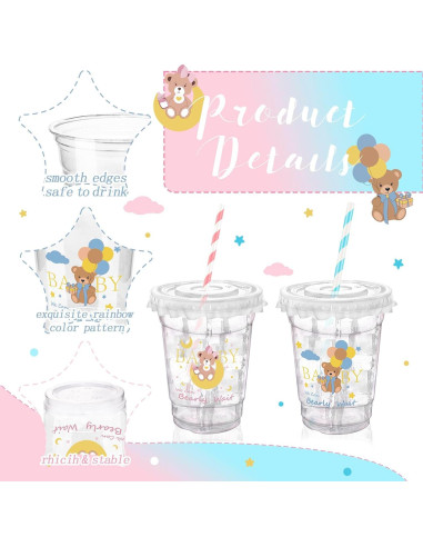Vasos de Plástico Desechables Xuelimei 12 oz con Tapas - 50 Pzas