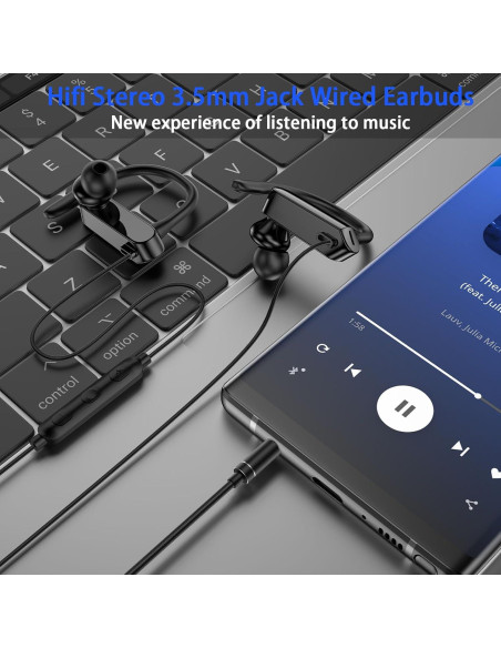 Auriculares deportivos AIAUXAI con micrófono y gancho 1.2m Auriculares deportivos AIAUXAI con micrófono y gancho 1.2m