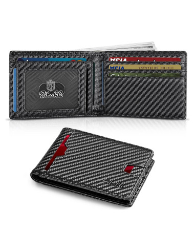 Billetera Bifold Zitahli Slim de Cuero con Bloqueo RFID - Negro