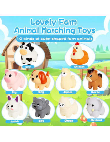 Juguete de Emparejamiento de Animales FQKIOMY 10 Piezas 1-3 Años