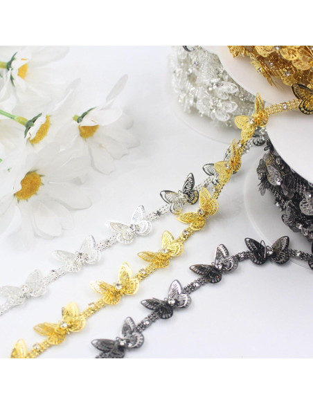 Cadena de Rincones de Mariposa Negra Pearly Jun 0.91m Cadena de Rincones de Mariposa Negra Pearly Jun 0.91m