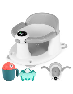 Asiento de Baño para Bebés con Termómetro Antideslizante Gris