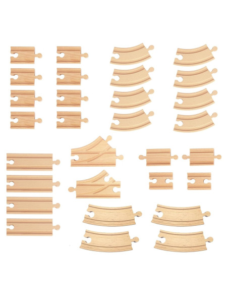 Pista de tren de madera MUYUTOY 30 piezas accesorios compatibles Pista de tren de madera MUYUTOY 30 piezas accesorios compatibles