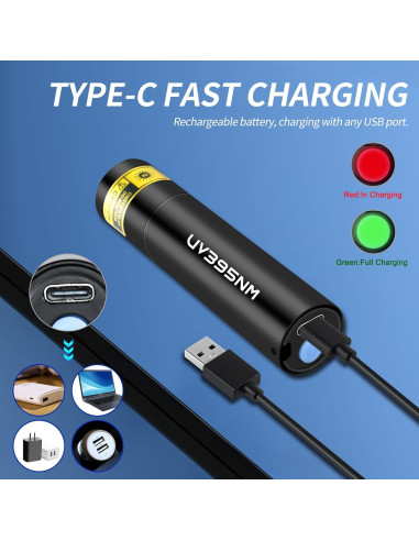 Linterna UV Recargable WMCODMW Mini 365nm 395nm Luz Negra