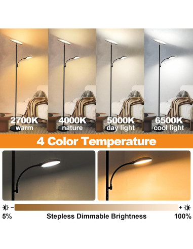 Lámpara de Pie LED Marctronic 44W Regulable 69" con Control Remoto