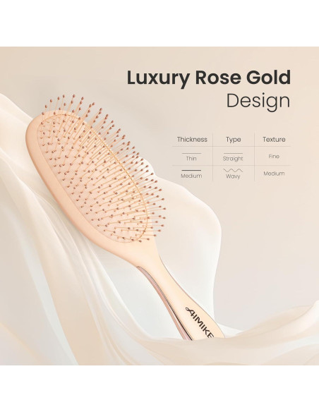 Cepillo Desenredante AIMIKE Luxe Rosa, Sin Dolor, Cerdas FlexGlide Cepillo Desenredante AIMIKE Luxe Rosa, Sin Dolor, Cerdas FlexGlide