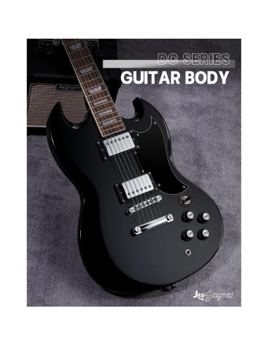 Guitarra Eléctrica Leo Jaymz 39" Cuerpo Sólido Álamo Negro