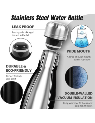 Botella de Agua Aislada Sfee 500 ml Acero Inoxidable Doble Pared